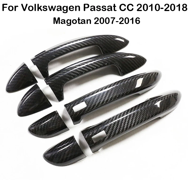 

For VW PASSAT CC 10-18 Magotan 07-16 Carbon Fiber Car Front Door Grab Handle Inserts Cover Trim Catch Cap Stickers car tuning