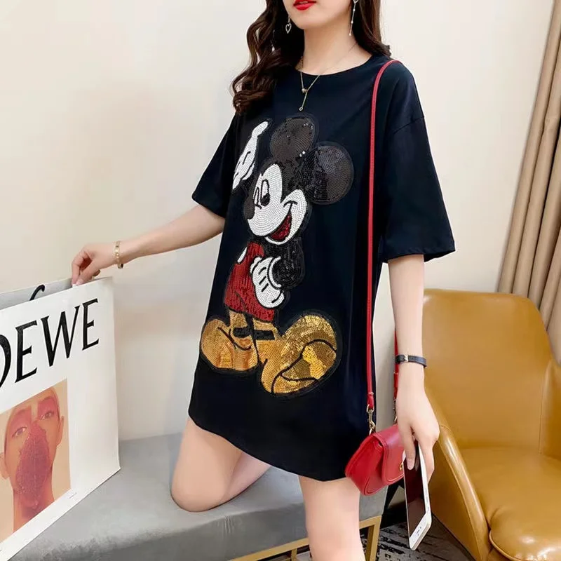

Disney Mickey Mouse Women Brand Female Girl T Shirt Tops Luxury Designer Tshirt Summer Brand Cartoon T-Shirt