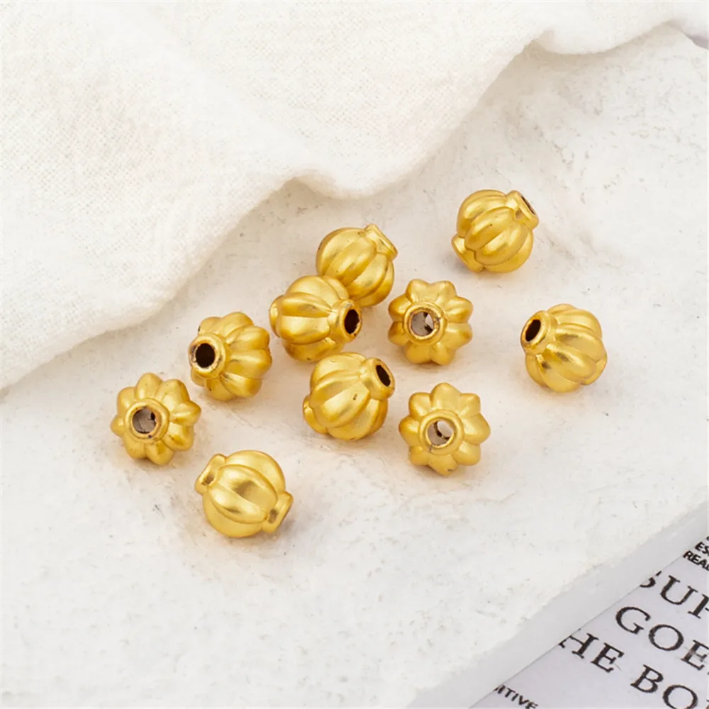 

18K dummy gold bag gold ancient method gold lantern beads melon beads 8mm through hole string beads DIY accessories loose beads