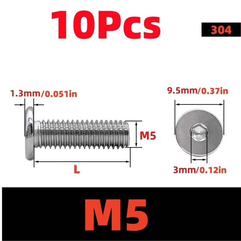 

Ультратонкая Плоская Головка С Шестигранной Головкой Из Нержавеющей Стали 304 M5 M6 M5 M6, Машинные Винты Для Электроники, Ме...