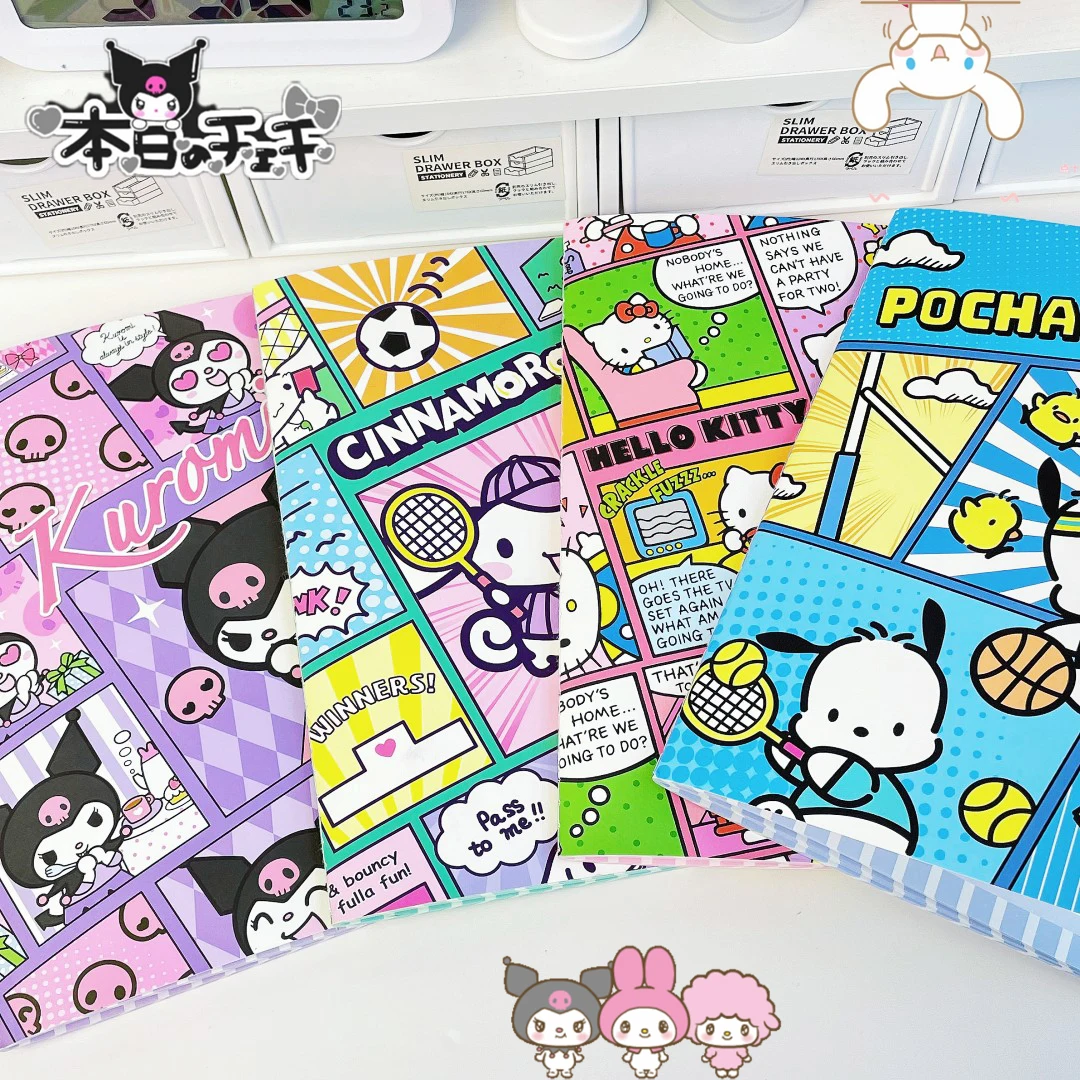 

Sanrio Notebooks Hello Kittys Kuromi Cute Anime Kawaii Cartoon Office Student Handbook Stationery Notepad Toys Girls Gifts