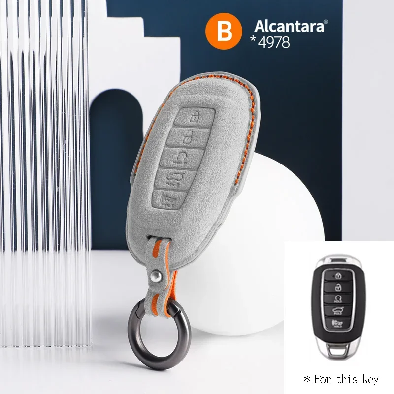 

Для Hyundai i30 Tucson KONA Encino Solaris Azera greatig Accent Santa Fe Palisade, автомобильный брелок, замшевый чехол, брелок