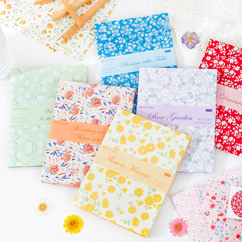 

6 pcs/set Garden Flower Daisy Paper Envelopes for Letters Mailers Set Letter DIY Envelope for Wedding Invitation Gift Postcards
