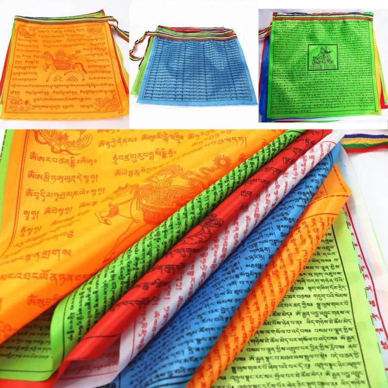 Религиозные флаги Magixun, Тибетские буддийские товары, цветной принт, молитвенный флаг, искусственный шелк, тибетский флаг легких, баннер с на...