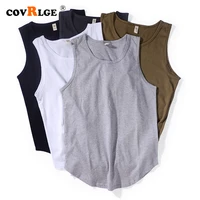 covrlge summer solid color i shaped vest mens cotton sleeveless t shirt for men bottoming sweat tank male streetwear mbs013