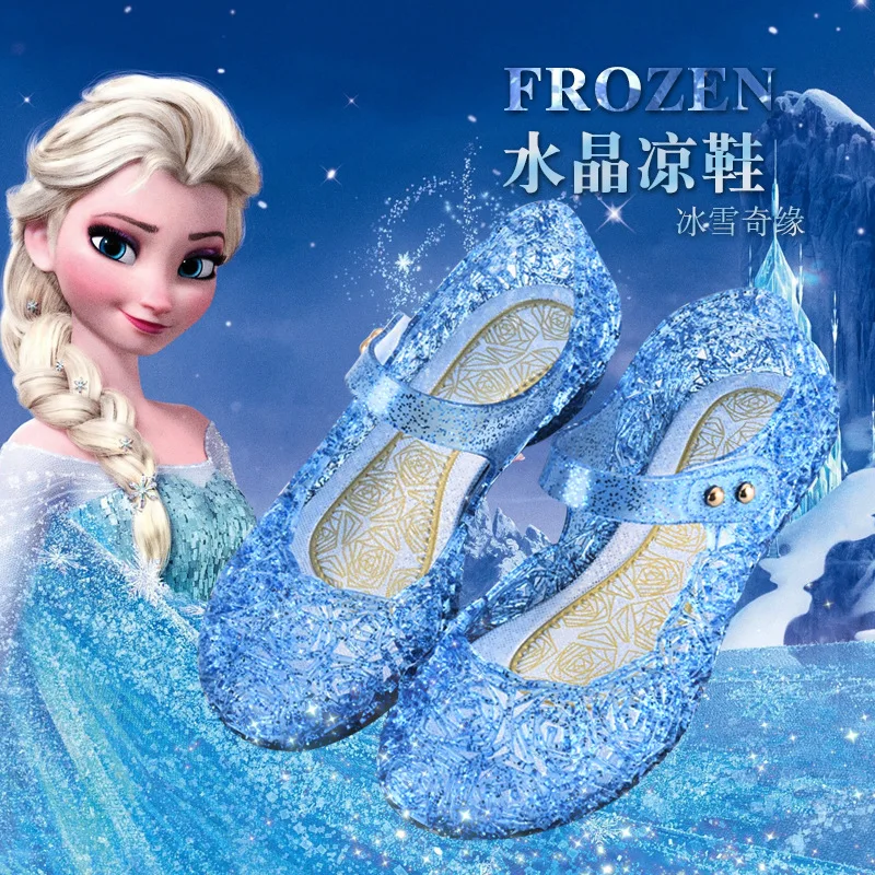 

Босоножки Принцессы Disney «Холодное сердце» для девочек, детские сандалии, дождевая обувь, Осенняя обувь Эльзы с кристаллами