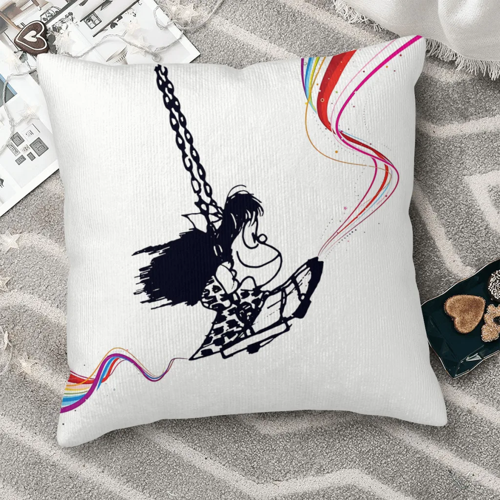 

Happiness Polyester Cushion Cover Mafalda Livingroom Office Decorative Soft Hug Pillowcase