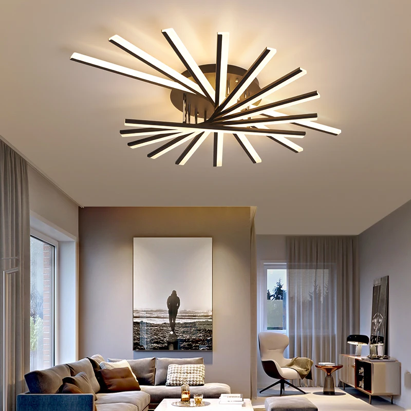 

Hall Bar Lusters Luminaires Home Decor Indoor Lighting Fixture Modern Led Ceiling Chandelier Gold Black for Bedroom Living Room
