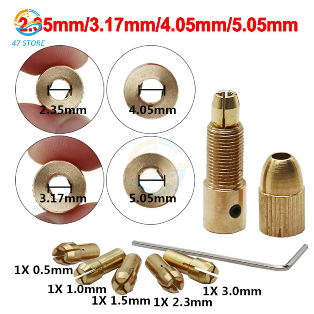 

7pcs/set 2.35-5.05mm Mini Electric Drill Self Tightening Drill Chucks for Motor Shaft Drill Bit Tools Metal Drill Chuck Adapter