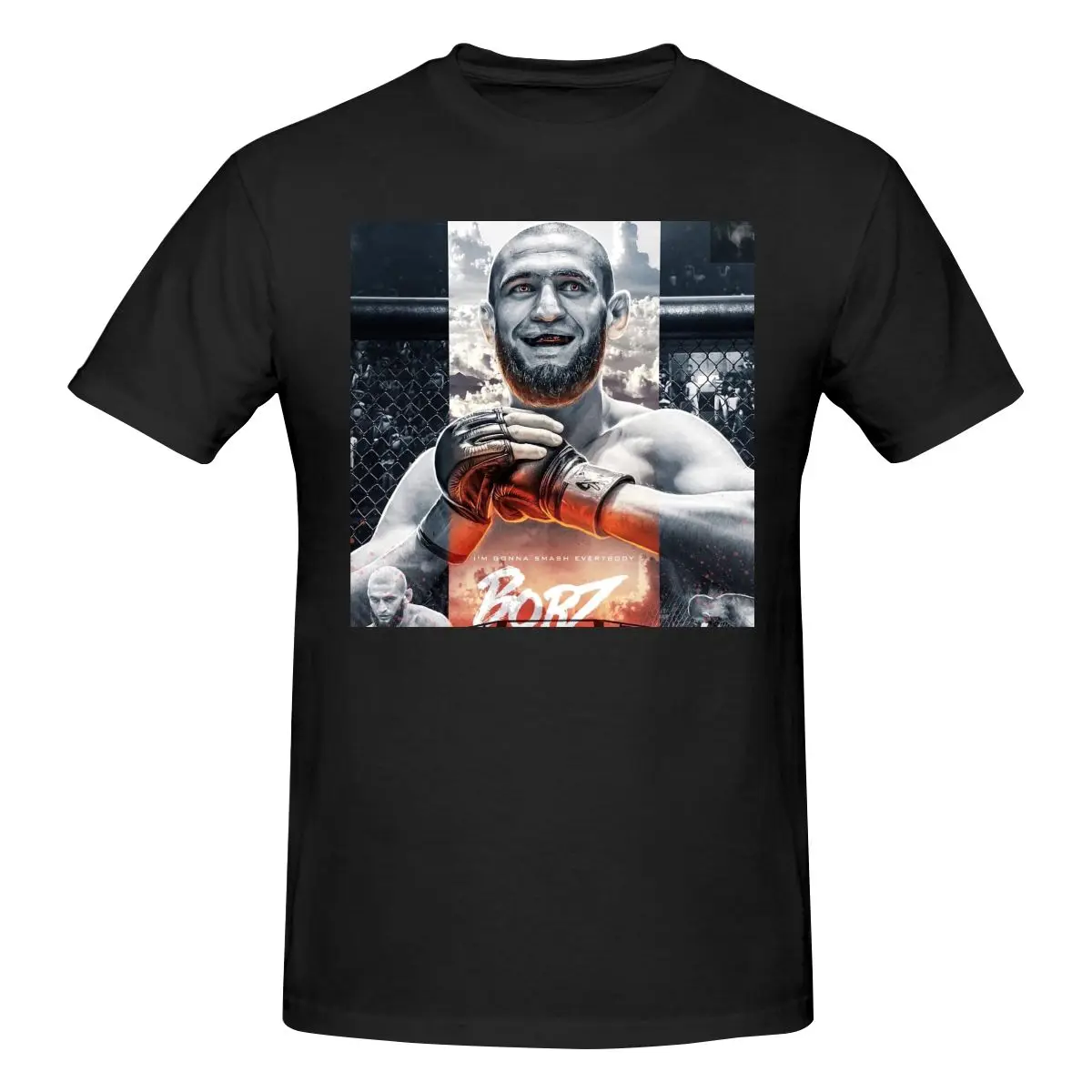 Футболка мужская с круглым вырезом Модная хлопковая тенниска принтом Хамзата