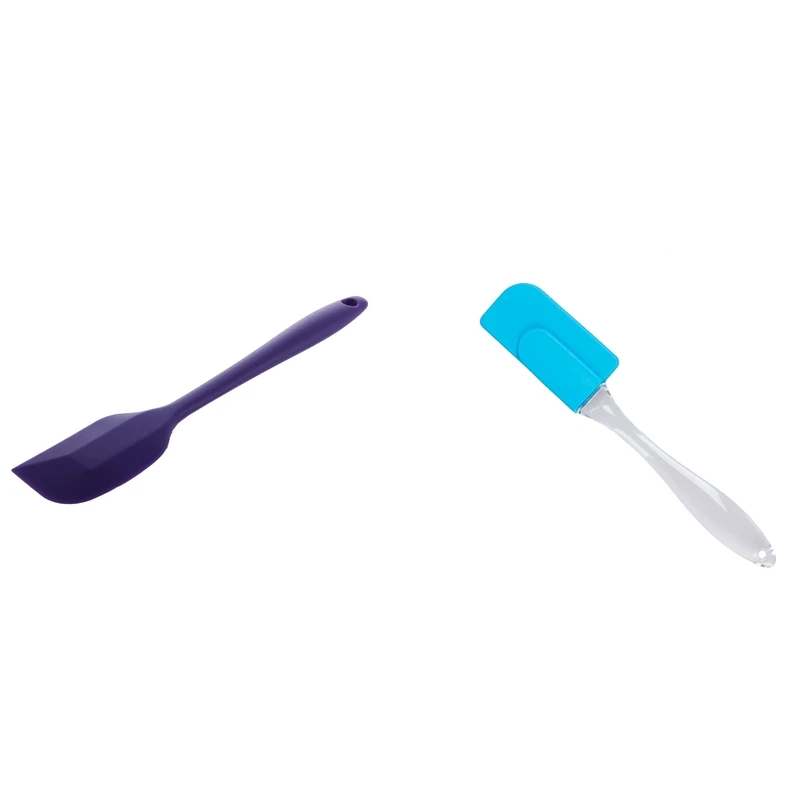 

Лидер продаж, 2 шт., силиконовая лопатка, ложка, кухонная утварь, миксер для пирожных, скребок для выпечки, фиолетовый и небесно-голубой