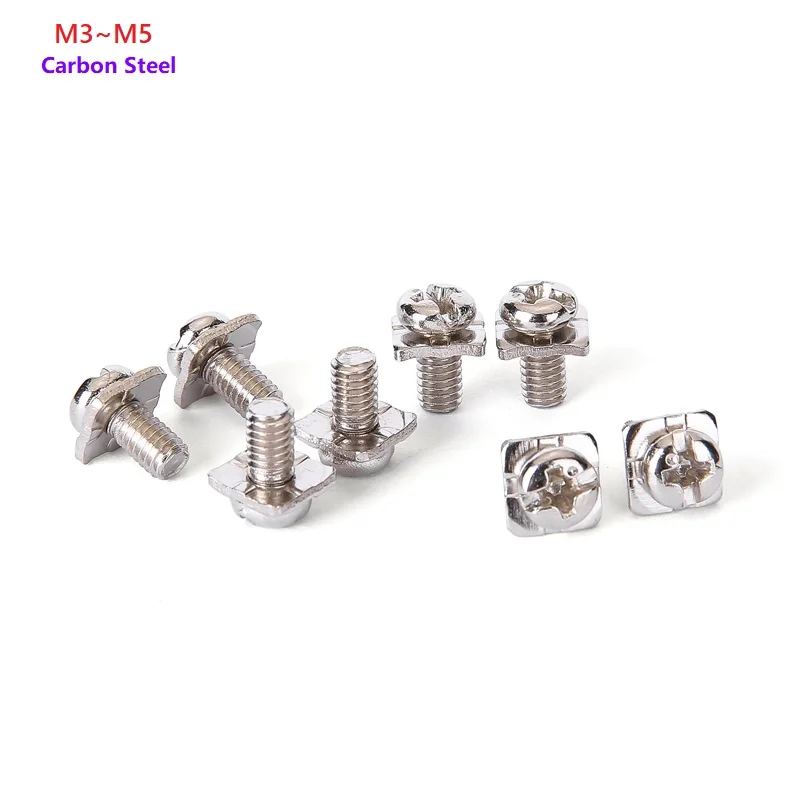 

M3 M3.5 M4 M5 PM Квадратная шайба Две комбинированные винты Крестовая круглая головка Подорожная головка Никелированные маленькие винты