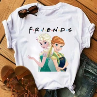 disney movie frozen queen graphic printed women t shirt female friends cartoon tshirts girls fashion short sleeve tops tee