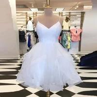 angelsbridep white beauty elegant party dress spaghetti strap ruffles tulle women short prom homecoming cocktail gowns plus size
