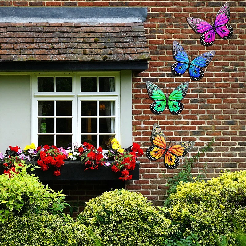 Винтажная 3D металлическая бабочка настенное искусство подвесная настенная