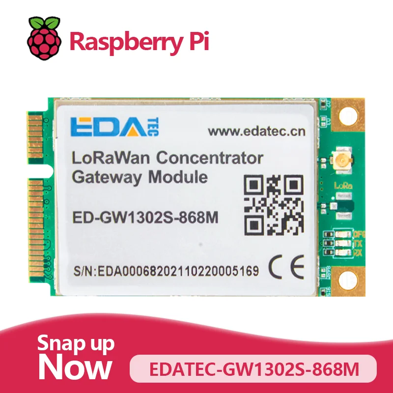 Модуль шлюза LoRaWAN EDATEC-GW1302S EU868 питание от процессора базовой полосы Semtech SX1302