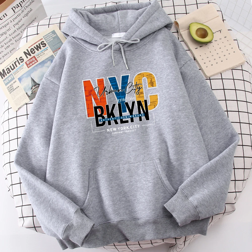 Мужская толстовка с капюшоном New York City Bklyn уличная повседневная свободная осенний