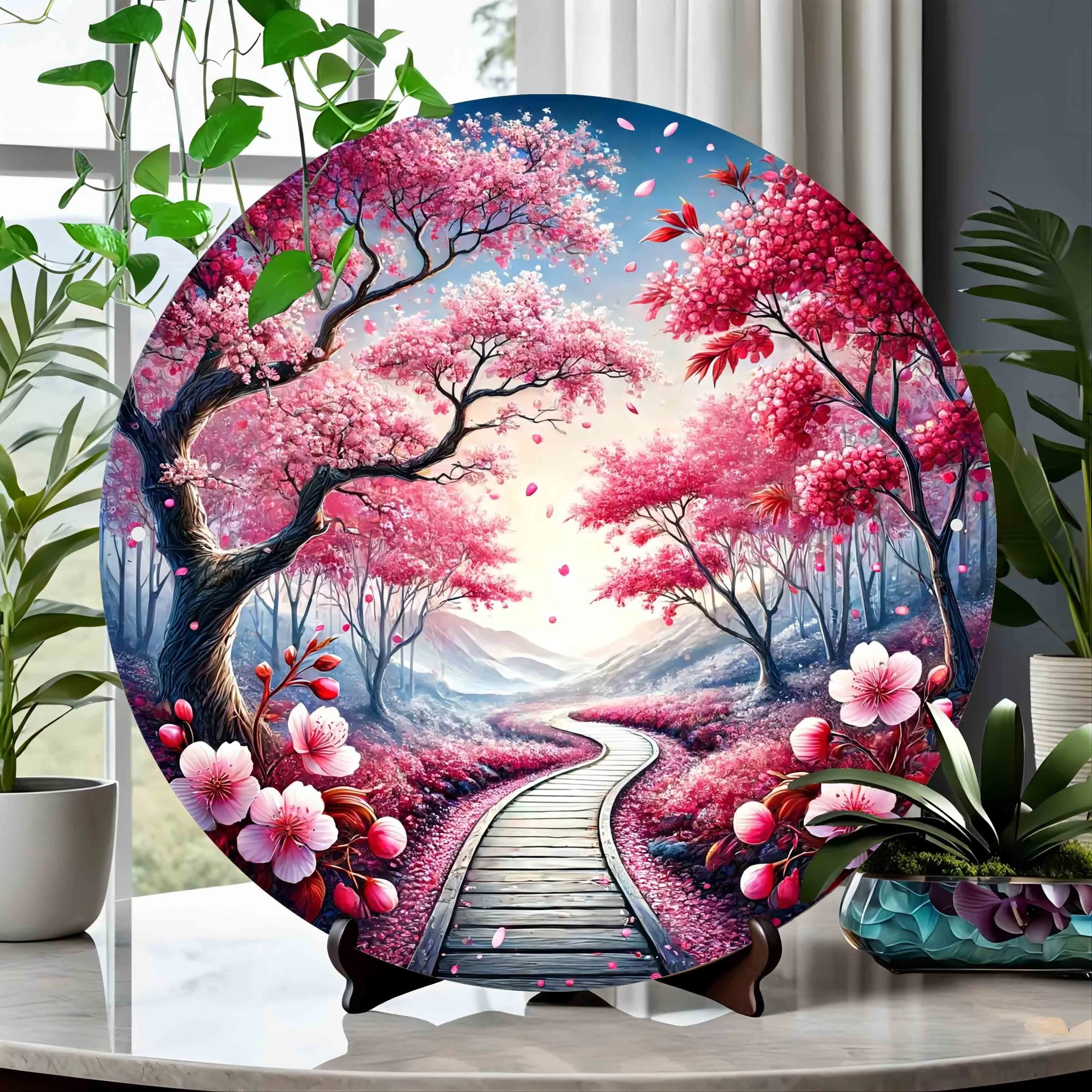 Алюминиевая Настенная картина вишневый цвет круглая 2D постер на стену 8 дюймов