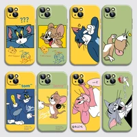 cat mouse case for iphone 11 12 13 pro max 12 13 mini xr xs max 7 8 plus 6 6s plus se 2020 liquid color soft phone funda cover