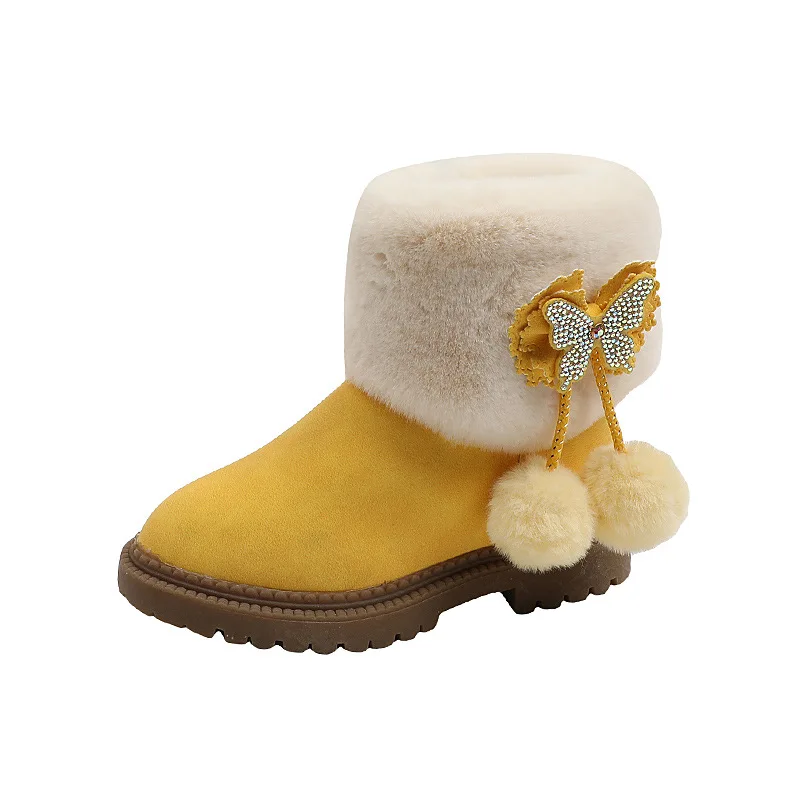 

Winter Toddlers Snow Boots for Children Fur Shoes Kids Girls Flats Booties Baby Pink Warm Boot 1-6y Yellow,Black, D5666