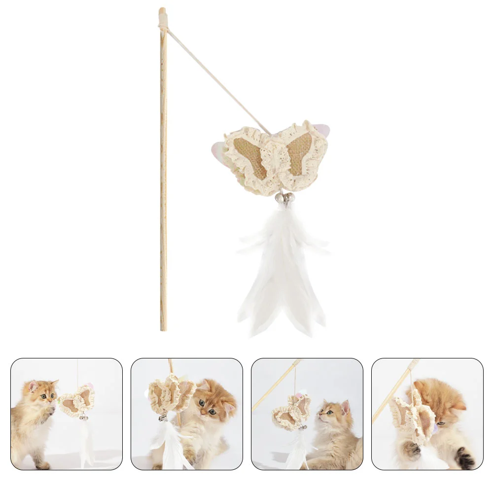 

Cat Wand Toy Teaser Kitten Toys Interactive Teasing Indoor Exerciser Sticktool Withwands Butterflies Bells Rods Tail Chasing