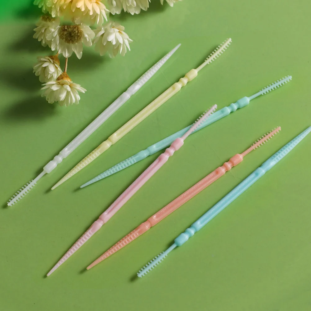 

500 Pcs Interdental Cleaners Toothpick Brush Disposable Floss Plastic Toothpicks Double Head