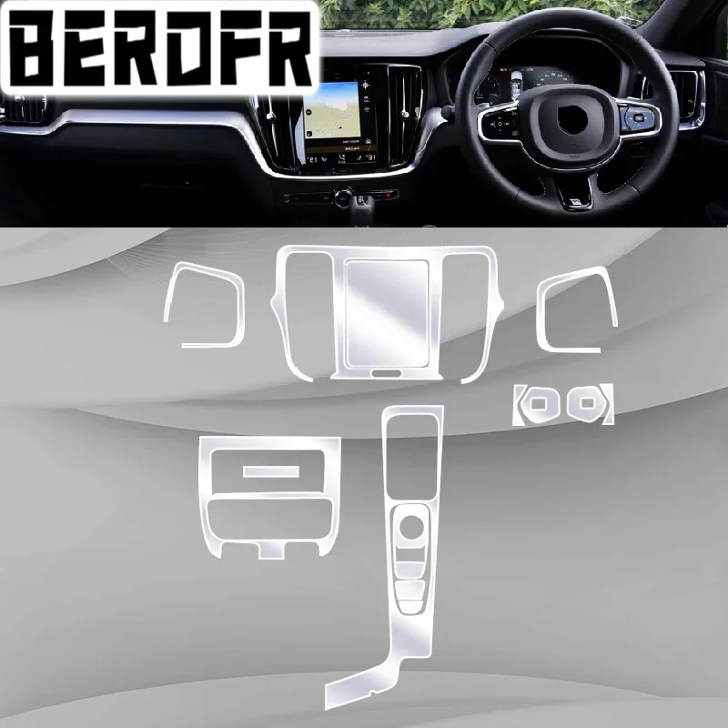 Фото Для Volvo S60 V60 2020 2021 салон автомобиля, центральная консоль, прозрачная защитная пленка из ТПУ, ремонтная пленка против царапин, ремонт аксессуаров №4
