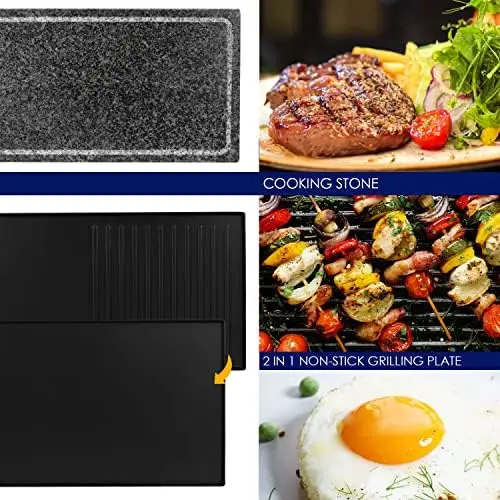 

Raclette Table Grill,1500W Raclette Grill,10 Paddles Korean Bbq Grill,Cheese Raclette with Grill Stone and Non-Stick Reversible
