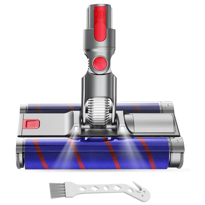 

Soft Double Roller Brush Fluffy Floor Head With LED Headlights For Dyson V7 V8 V10 V11 Vacuum Cleaners Parts Rotatable