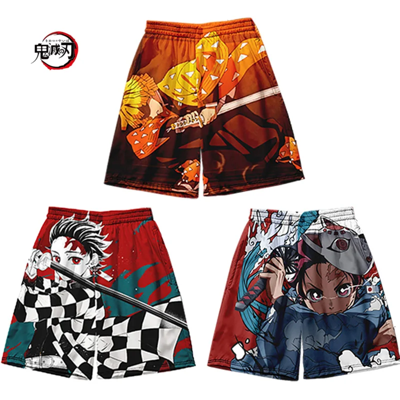 

Demon Slayer Beach Short Pants Kamado Tanjirou Tomioka Giyuu Anime 3D Print Harajuku Streetwear Men Hip Hop Baggy Shorts Gifts
