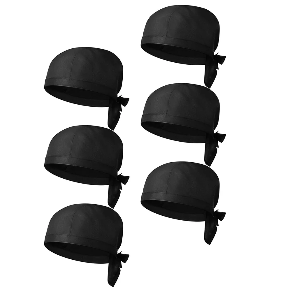 

6 Pcs Chef Hat Kitchen Scrub Cap Winter Hat Kids Headgear Chef Scrub Cap Cotton Chef Cook Uniform Hat Miss Black Ties Men