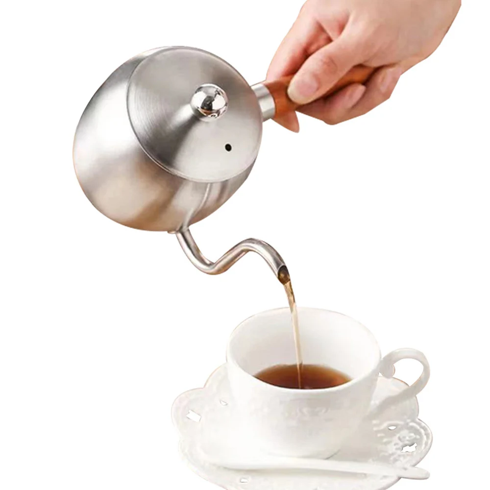 

Coffee Tea Pot Stainless Steel Gooseneck Spout Pour Over Drip Coffee kettle with Wood Handle Coffee Teapot 500ml Drip Kettle