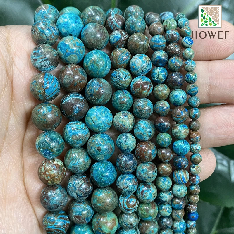 

Natural Stone Beads Slab Blue Ocean Jaspers Round Beads 15'' Strand DIY Jewelry Making Charms Bracelet Accessories 4/6/8/10/12mm