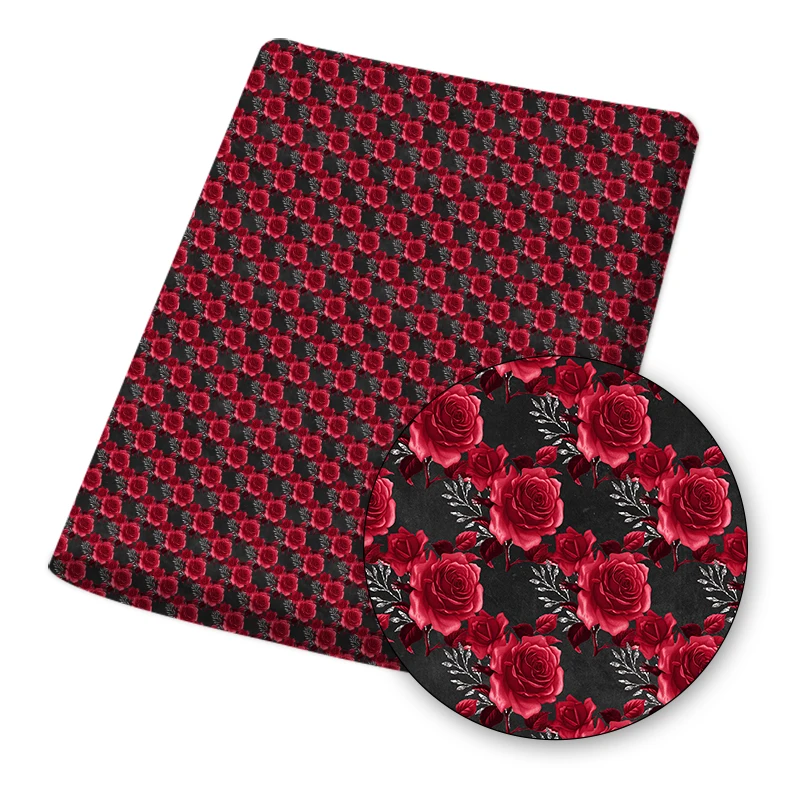 

Polyester Cotton Fabric Rose Printed Sheets DIY Dress Bag Supplies Handmade Home Textile Materials 45*145cm 1PC