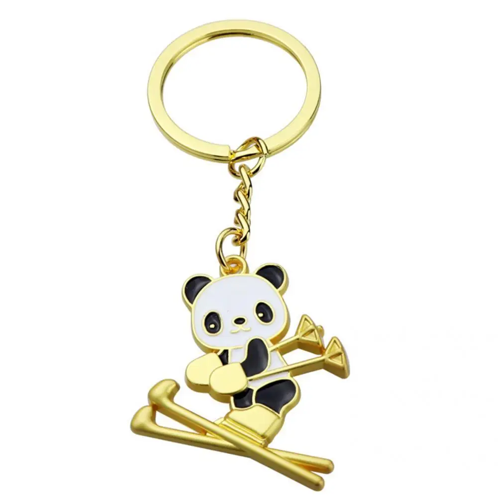 

Portable Eco-friendly Cartoon Ski Panda Key Fob Pendant Ultralight Alloy Keychain Creative for Kids
