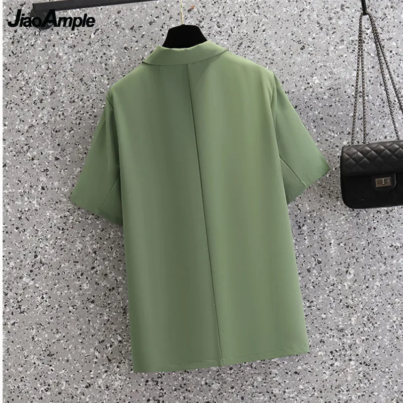 Women's Casual Professional Wear 2022 Summer Loose Short Sleeve Suit Jacket Shorts Two Piece Korean Elegant Blazers Pants Set