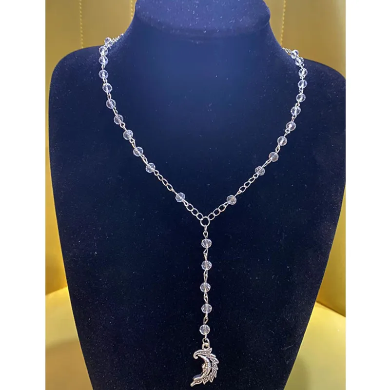 Длинное Ожерелье В Стиле Розария с имитацией хрустальных бусин подвеска в виде