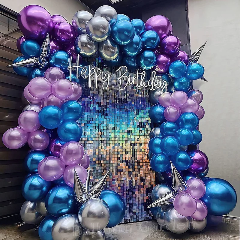 

New 110pcs Blue Purple Latex Balloons Arche Ballon Happy Birthday Boy Girl Party Globos Wedding Decoration Mariage Anniversaire