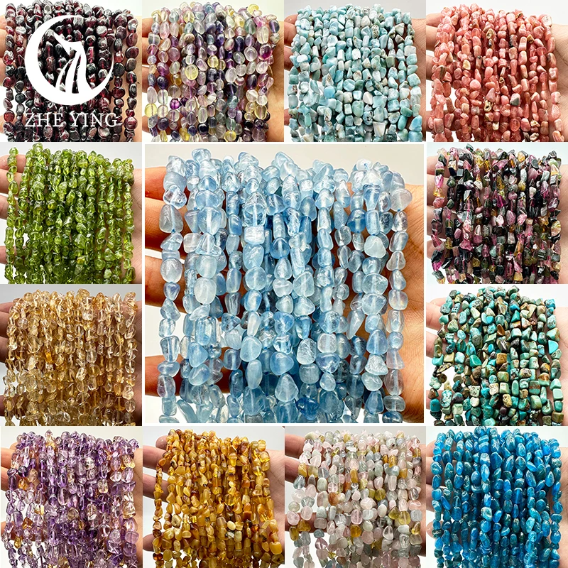 

Zhe Ying Natural Irregular Aquamarine Stone Larimar Peridot Amethyst Nugget Beads for Jewelry Making DIY Bracelet 6-8mm 15''