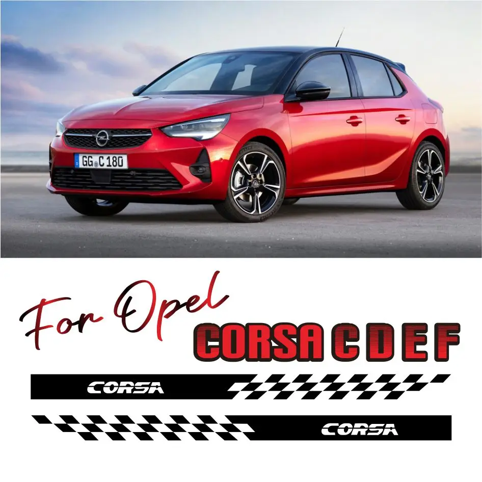 2 шт., виниловые наклейки на юбку с боковыми полосками на дверь для Opel Corsa C D E F Sport VXR OPC аксессуары