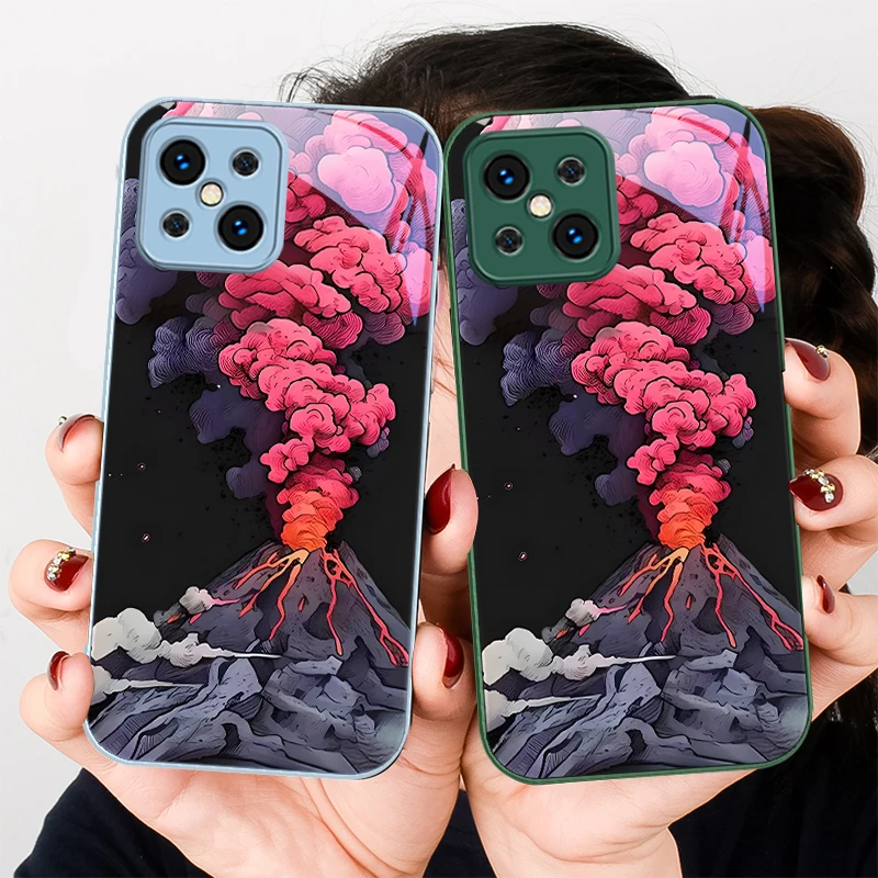 Simple Pink Volcanic Grey For Find X5 X3 Lite Reno 6 4Z 5G OPPO A72 79 73 58 A54S OnePlus Nord N200 Tempered glass phone case