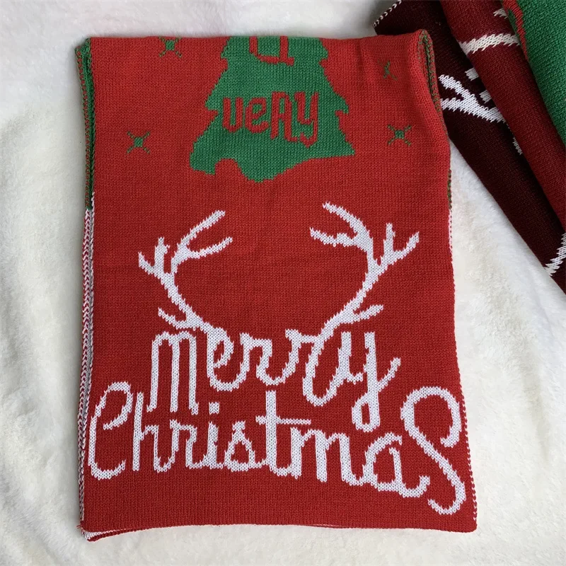 Красный шарф с рождественскими рогами новый осенне-зимний утолщенный теплый