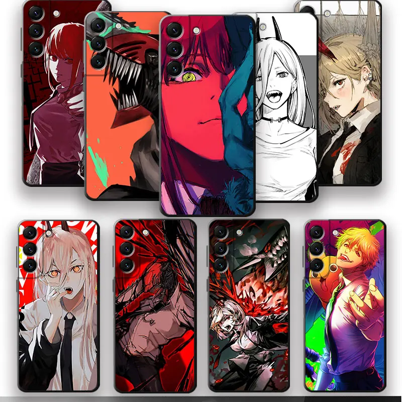 

Case for Samsung Galaxy S20 S23 Note 20 Ultra 10 Plus 8 9 S21 S22 S22 Silicone Funda Coque Chainsaw Man Cartoon Anime Cover