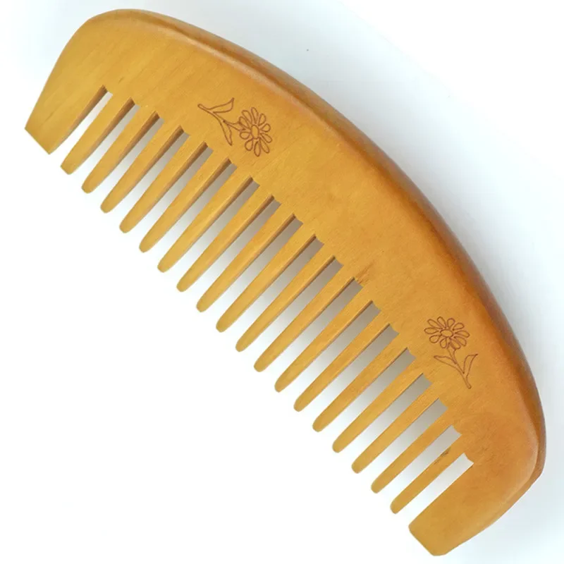 1PC Natural Peach Wood Hair Comb Curved Sandalwood Anti-static Health Care Brush