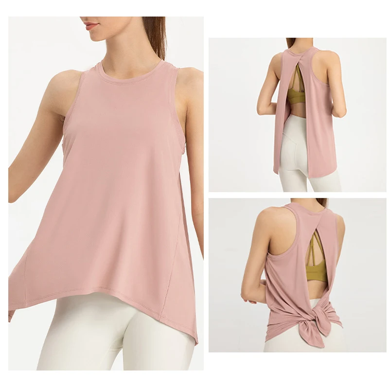 Топ женский спортивный с открытой спиной эластичный мягкий и гладкий