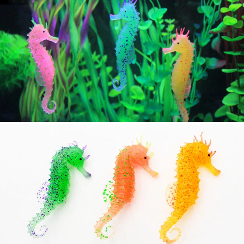 

3pcs Silicone Artificial Seahorse Luminous Fish Tank Decoration Aquarium Seahorse Landscaping Ornaments Underwater Pet Supplies
