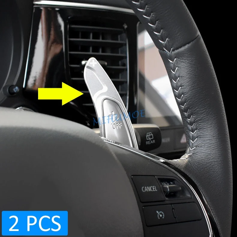 

Interior Steering Wheel Paddle Shifter Extension For Mitsubishi Outlander Sport Eclipse Cross L200 ASX Montero Pajero Silver
