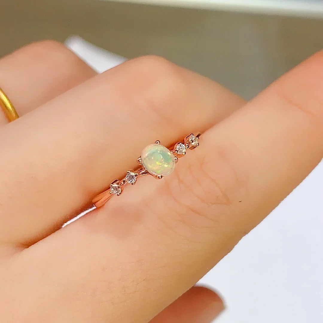 Новинка кольцо из натурального опала S925 посеребренное 18K золото