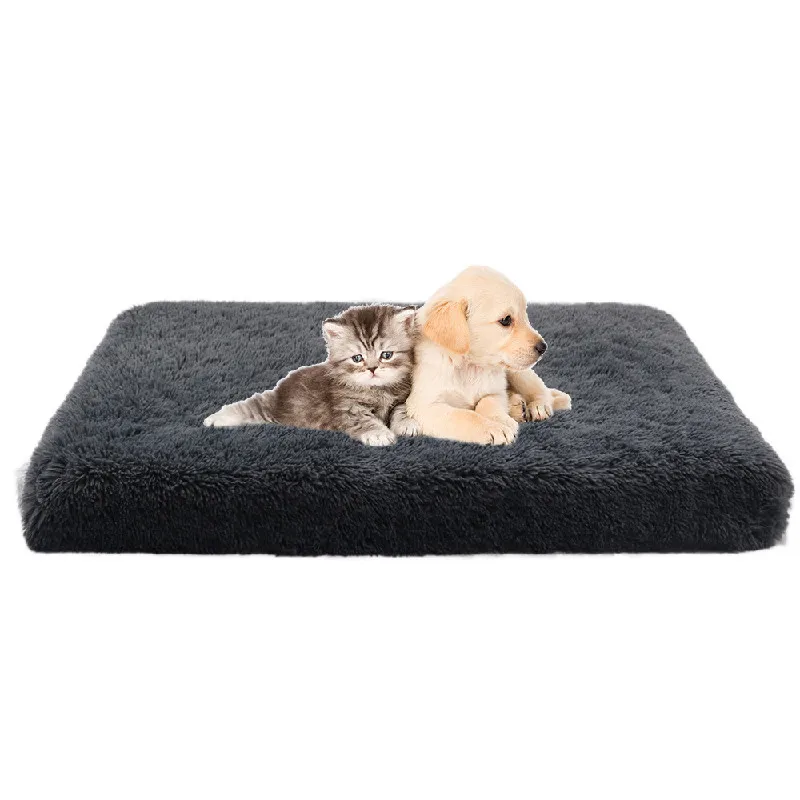 

Pet Beds Long Plush Dog Bed Square Solid Color Puppy Beds Mat for Little Medium Large Pets Supplies Winter Warm Bed Cat Cushions