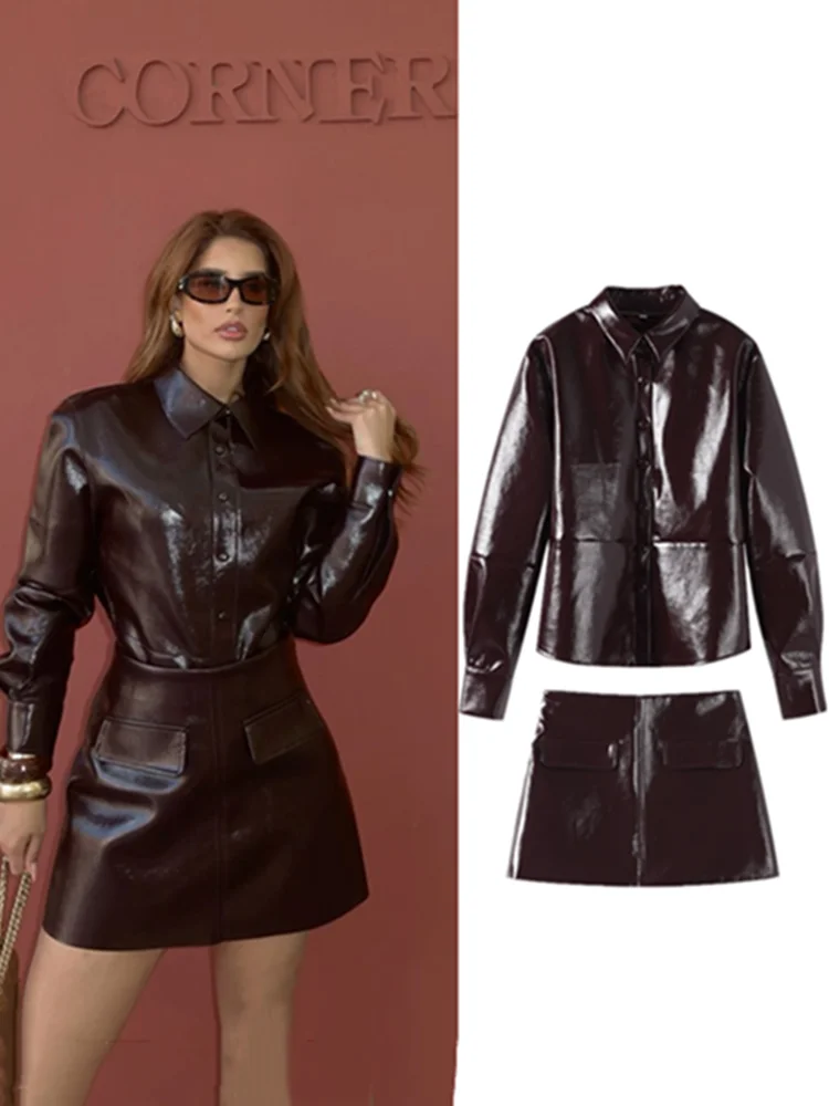 Женский уличный костюм из куртки и короткой юбки однобортный пиджак с длинным